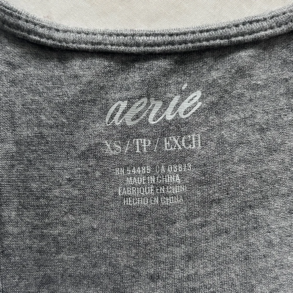 aerie Grey and White Floral Lace Trim Pajama Tank Top - Picture 4 of 5